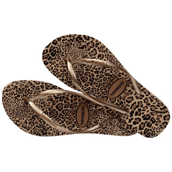 Havaianas Leopard Print Flip Flops - Picture 1 of 9